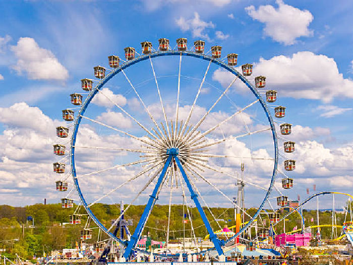 Amusement park with a ferris wheel
